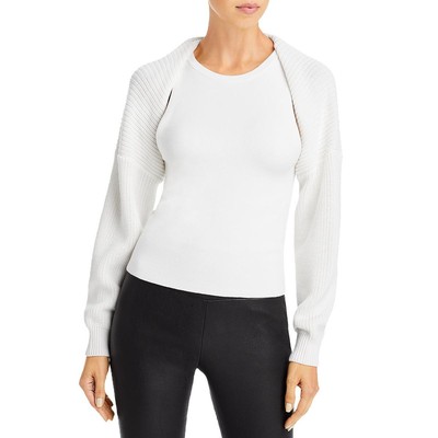

Женский однотонный свитер с белой майкой Alice and Olivia Marco  BHFO 4756, Soft white
