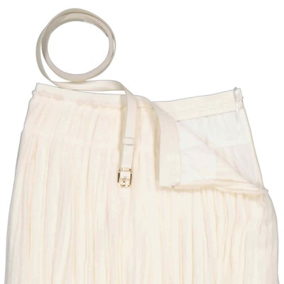 Pre-owned Chloé Chloe Ladies Eden Pleated Mid-length Skirt In White