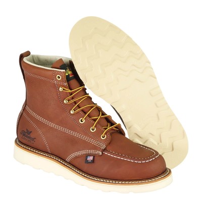 Pre-owned Thorogood Men's American Heritage 6" Toe Maxwear Wedge Soft Toe Work Boot T In Brown