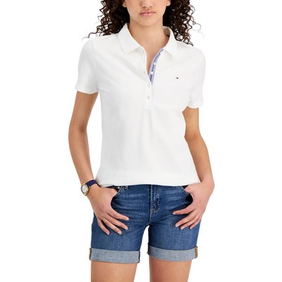 Женская футболка-поло с воротником и белым логотипом Tommy Hilfiger S BHFO 9310