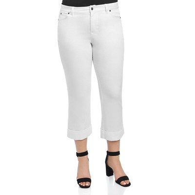 Женские брюки с манжетами на щиколотках из тенсела Aurora White 18W BHFO 6407 от Foxcroft NYC, Нью-Йорк