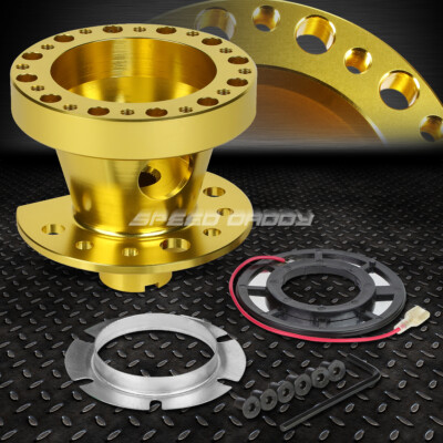 ДЛЯ 88-91 CIVIC 90-93 INTEGRA GOLD АЛЮМИНИЕВЫЙ ПЕРЕХОДНИК СТУПИЦЫ РУЛЕВОГО КОЛЕСА С 6 ОТВЕРСТИЯМИ