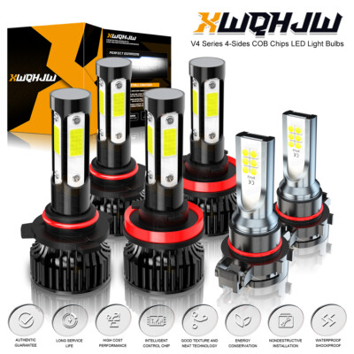 For Chevy Silverado 1500 2500 3500 2007-2015 6000K LED Headlight Hi/Lo+Fog Light