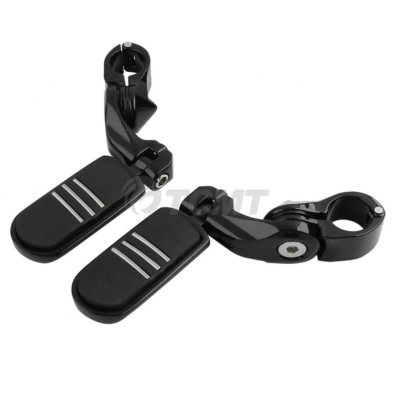 11/4" Black Short Angled Streamliner Highway Engine Guard Foot Peg For