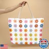 Decorations Colorful Retro Flowers Hippie Accessories for Women Tote Bag Makeup Bag Hippie Decor Hippie Flower Party Wedding Birthday Anniversary Waterproof Tote Bag with Zipper Cosmetic Bag Set of 2