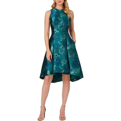 Adrianna Papell Womens Jacquard Floral Cocktail And Party Dress BHFO 6327