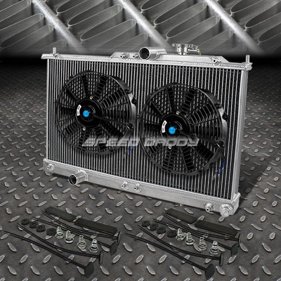 2-РЯДНЫЙ АЛЮМИНИЕВЫЙ РАДИАТОР + 2X 10 ВЕНТИЛЯТОРОВ ЧЕРНОГО ЦВЕТА ДЛЯ 00-05 ECLIPSE GTS/STRATUS/SEBRING V6