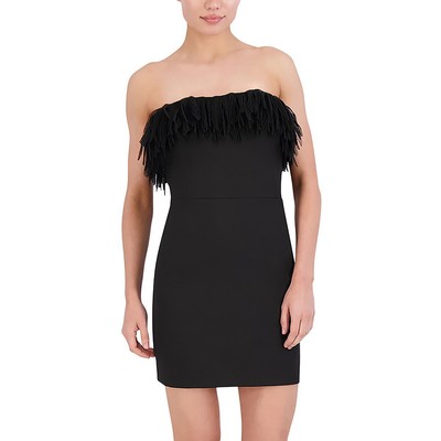 BCBGMAXAZRIA Womens Black Above Knee Strapless Fringe Mini Dress 8 BHFO 9898