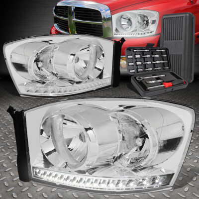 ДЛЯ ГРУЗОВИКА DODGE RAM 06-09 LED DRL ХРОМИРОВАННЫЕ ПРОЗРАЧНЫЕ УГЛОВЫЕ ФАРЫ + НАБОР ИНСТРУМЕНТОВ