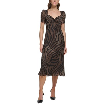 Женское черное платье-футляр с животным принтом DKNY 6 BHFO 2086