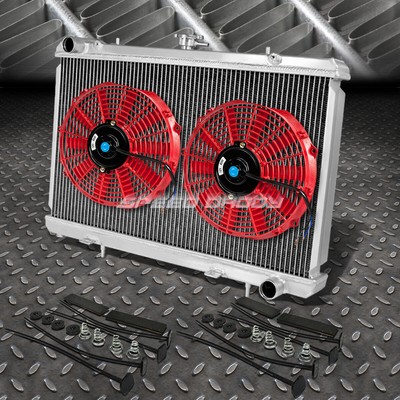 2-РЯДНЫЙ АЛЮМИНИЕВЫЙ РАДИАТОР + 2X9 ВЕНТИЛЯТОРОВ КРАСНОГО ЦВЕТА ДЛЯ 89-94 240SX SILVIA S13 SR20-DET SR20