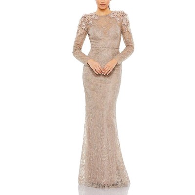 Женское вечернее платье Mac Duggal из темно-серого кружева с металлическим отливом 10 BHFO 8107