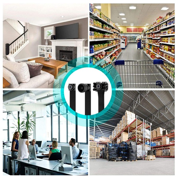 Diverse surveillance cameras monitoring various indoor locations.