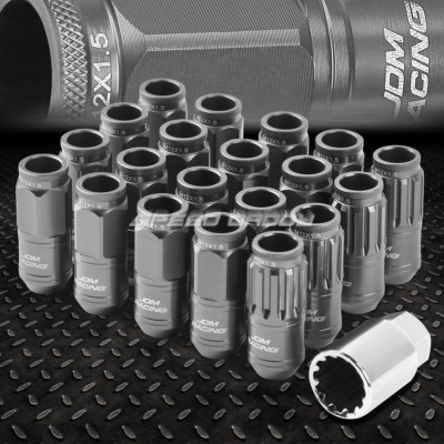 ШЛИЦ ИЗ ОРУЖЕЙНОГО МЕТАЛЛА С ОТКРЫТЫМ КОНЦОМ ИЗ АЛЮМИНИЯ, 16 ВЫСТУПОВ + 4 СТОПОРНЫЕ ГАЙКИ + КЛЮЧ M12X1,5, 50 ММ, 21 ММ В ДИАМЕТРЕ