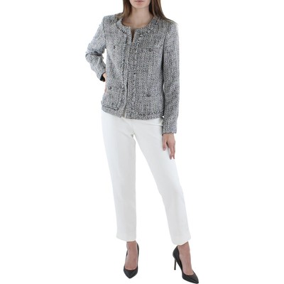 

Женский черно-белый твидовый блейзер без воротника Karl Lagerfeld Paris  BHFO 4299, Black/white