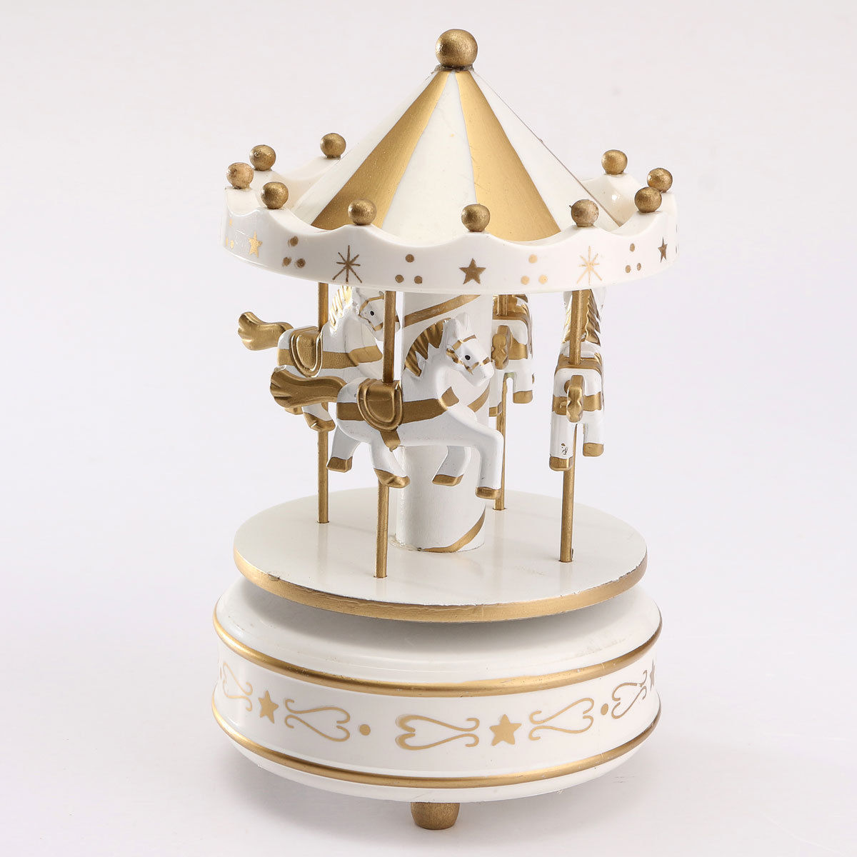 Giostrina Giostra Musicale Carosello Carillon In Legno Cavalli Bianca moc