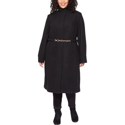 

Vince Camuto Женское черное длинное пальто с поясом Верхняя одежда Plus  BHFO 9610, Черный, V21953