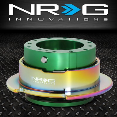 БЫСТРОРАЗЪЕМНОЕ АЛЮМИНИЕВОЕ РУЛЕВОЕ КОЛЕСО NRG С 6 БОЛТАМИ GEN 2.5 GREEN/NEO ХРОМИРОВАННОЕ КОЛЬЦО