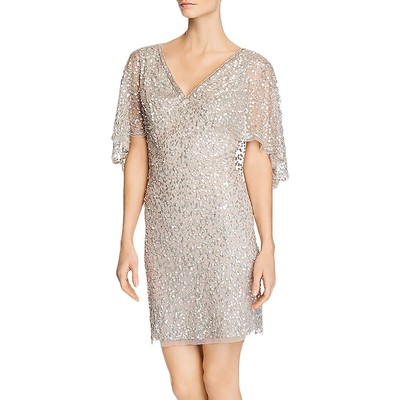 

Adrianna Papell Женское серебряное коктейльное платье-футляр с пайетками  BHFO 0312, Marble