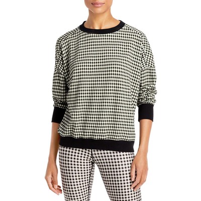 

Женский черный свитшот с круглым вырезом и принтом Alice and Olivia  BHFO 4772, Gingham black white