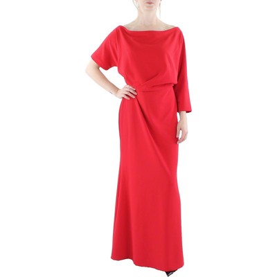 Женское вечернее платье из красного крепа с воротником-стойкой Betsy & Adam, 18W BHFO 5008