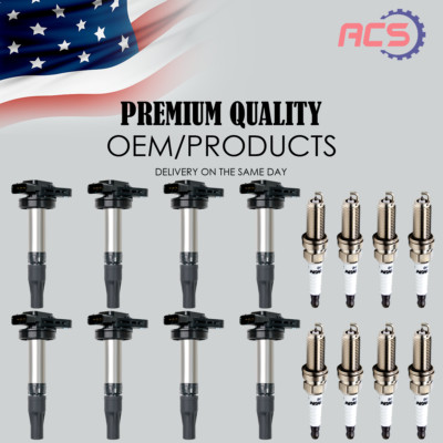 8X OEM Ignition Coil + Iridium Spark Plug for Jaguar Land Rover Range LR3 UF519