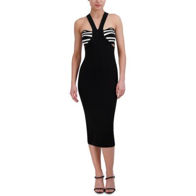 BCBGMAXAZRIA Женское облегающее платье миди с вырезом на шее BHFO 2868