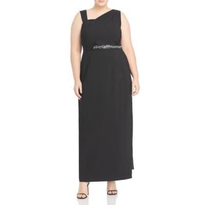 

Adrianna Papell Womens Crepe Maxi Formal Evening Dress Plus BHFO 4994, Черный