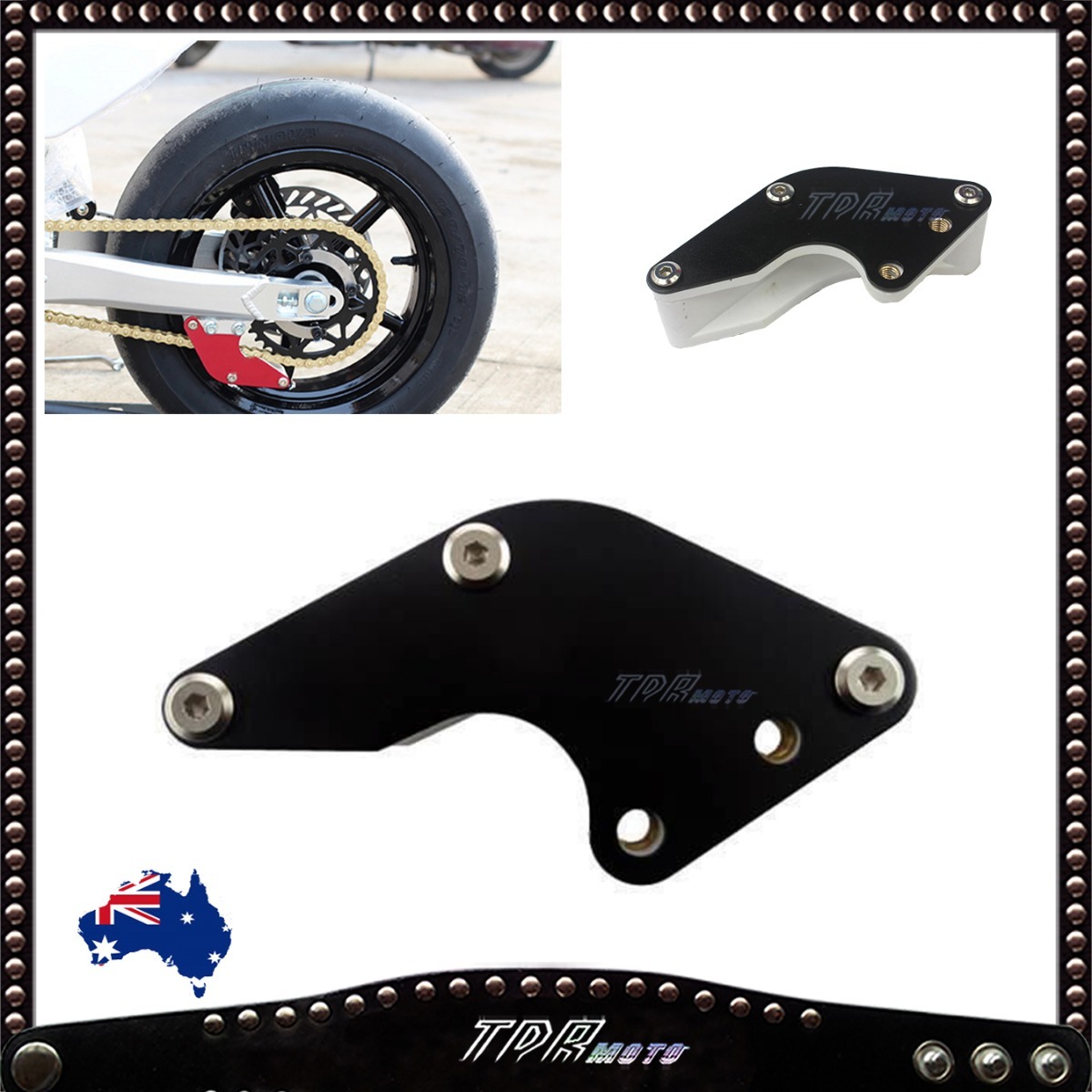Black Chain Guard + 8mm White Chain Roller Dirt Pit Bikes Atomik