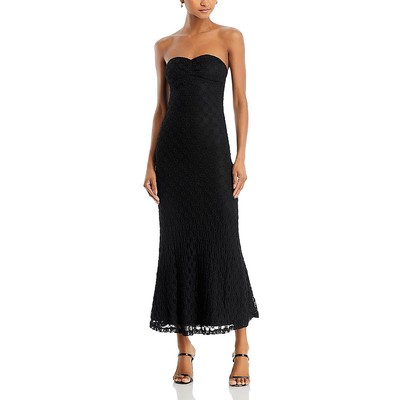 Bardot Womens Adoni Black Floral Strapless Casual Midi Dress 4 BHFO 6245