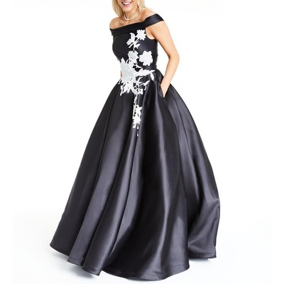 

Женское черно-белое вечернее платье Glamour by Terani Couture для подростков  BHFO 1031, Black white