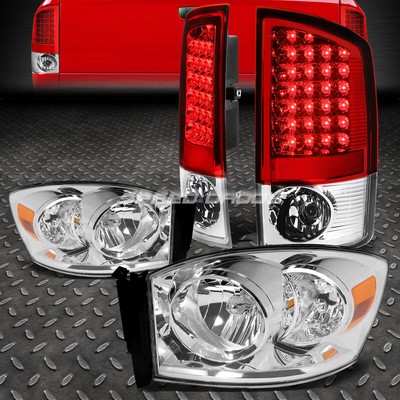 ХРОМИРОВАННЫЙ КОРПУС, ЯНТАРНАЯ ФАРА + КРАСНЫЙ СВЕТОДИОДНЫЙ ЗАДНИЙ СТОП-СИГНАЛ ДЛЯ 07-09 DODGE RAM