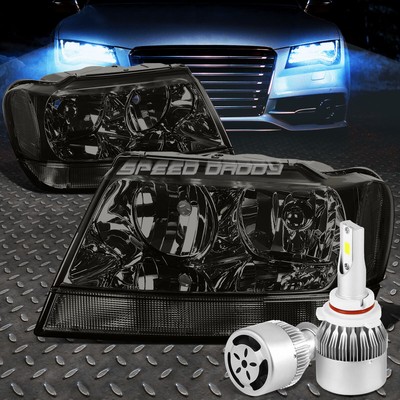 ЗАКОПЧЕННЫЙ КОРПУС ФАРЫ С ПРОЗРАЧНЫМ УГЛОМ + БЕЛЫЙ СВЕТОДИОД 9006 HID + ВЕНТИЛЯТОР ДЛЯ 99-04 CHEROKEE