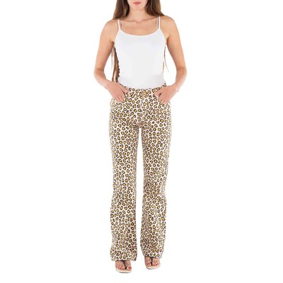 RABANNE RABANNE LEOPARD NATURAL MOVIDA PRINTED FLARED JEANS, BRAND SIZE 36 (US SIZE 4)