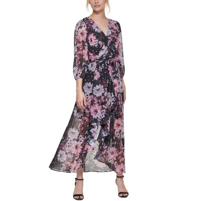 

Женское платье миди с запахом и цветочным принтом Eliza J BHFO 4531, Pink/black