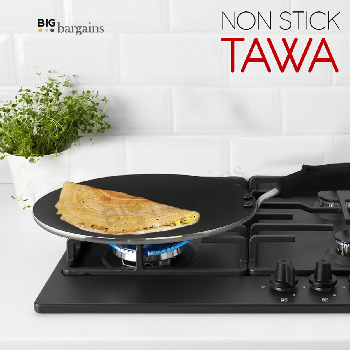 Poêle à Sandwich Double Face Antiadhésive - Pour Grillades Rapides, Toasts, œufs - Compatible Gaz Et Induction - 3