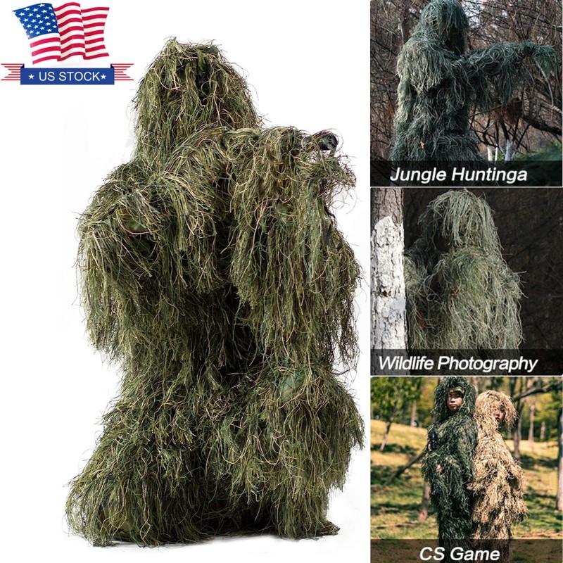 3D Universal Woodland Camouflage Ghillie Suit Military Sniper Clothes Hunting US