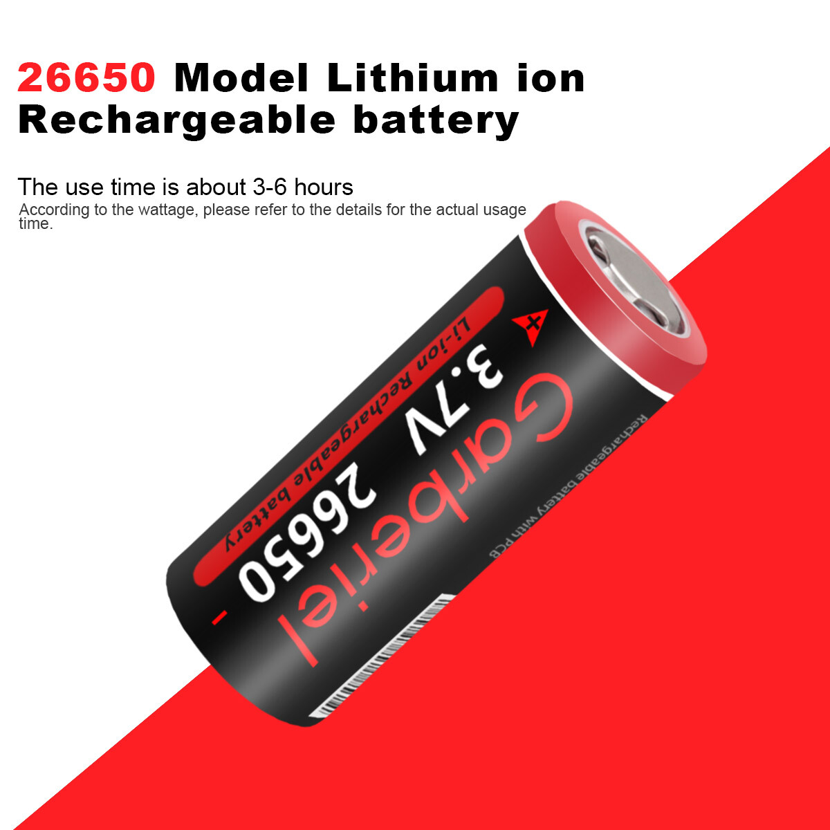 26650 Battery Flat Top Li-ion 3.7V Rechargeable Batteries for LED Flashlight Toy