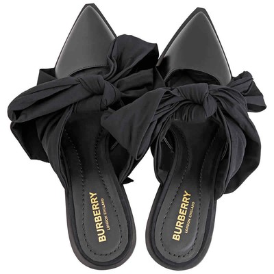 Pre-owned Burberry Black Synthetic Tillington Ankle-wrap Mules