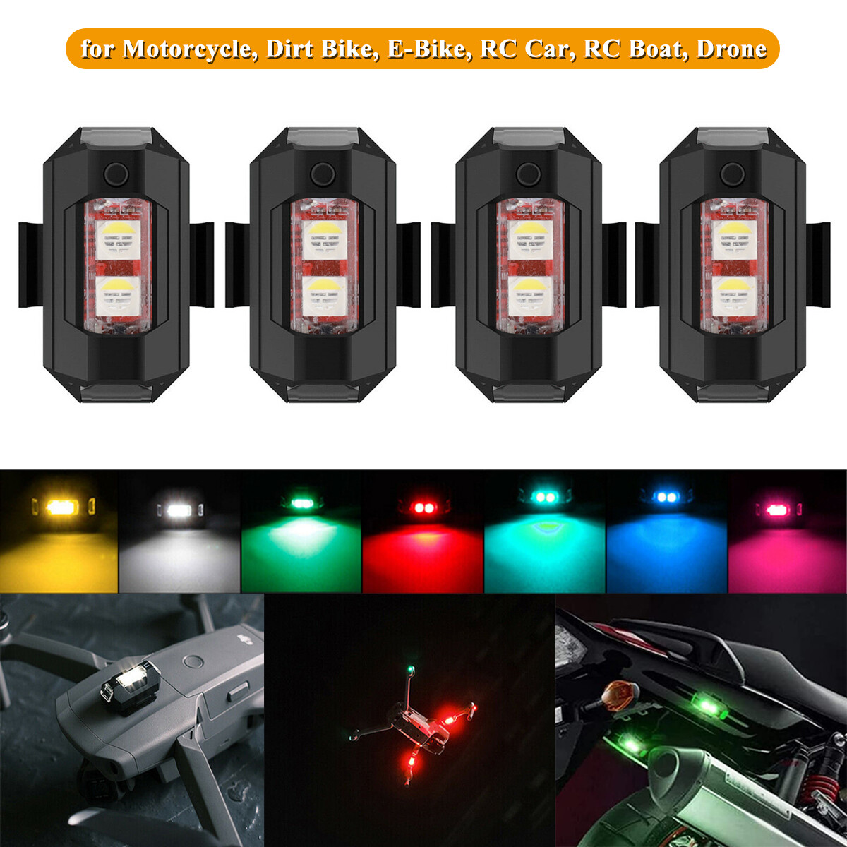 7-Color LED Aircraft Warning Strobe Lights Quadcopter Motorc