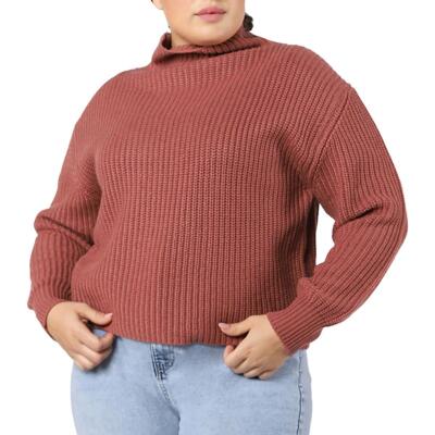 Black Tape_ Womens Red Knit Mock Neck Cozy Pullover Sweater Plus 2X BHFO 0823