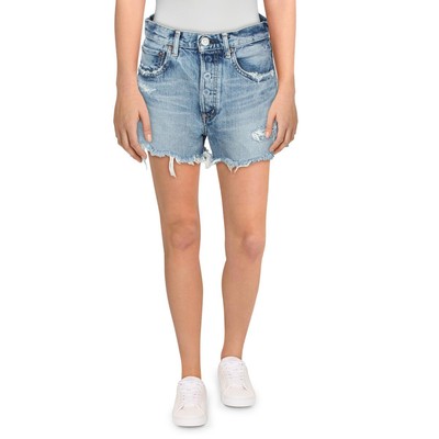 

Moussy Vintage Womens Denim Mini Cutoff Джинсовые шорты с бахромой и бахромой BHFO 6546, Синий, 540FSC112350