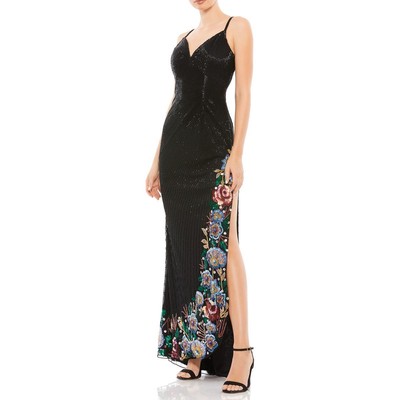 

Mac Duggal Женское Черное Вечернее Платье с V-образным Вырезом и Колонной  BHFO 7493, Черный