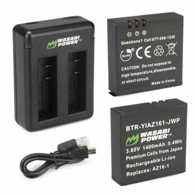 Wasabi Power Battery (2-Pack) and Dual Charger for Xiaomi YI 4K Camera and YI