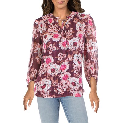 

Женская блузка Anne Klein Tulla фиолетового цвета с металлизированным вырезом  BHFO 9702, Elderberry combo