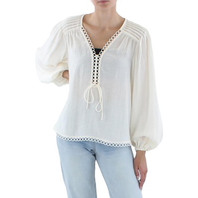 

Jonathan Simkhai Женская блузка с V-образным вырезом и люверсами Rhodes BHFO 7407, Белый