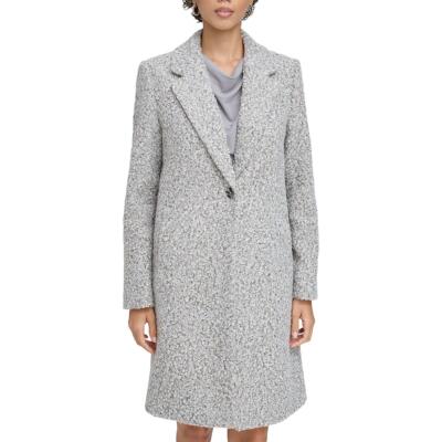 Женское текстурированное плюшевое пальто Calvin Klein с длинным рукавом Petites BHFO 1981