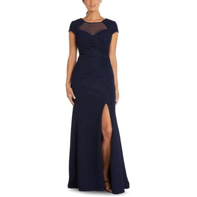 NW Nightway Женское темно-синее вечернее платье макси с блестками Gown Petites 4P BHFO 6401