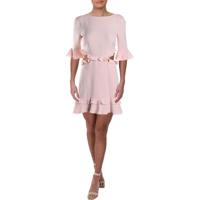 

Rachel Zoe Женское розовое коктейльное платье с вырезами и рюшами Karly  BHFO 4166, Rosebud