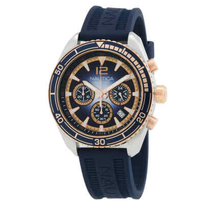 Мужские часы Nautica Key Biscane с хронографом и синим циферблатом NAPKBF301